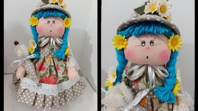 PESO DE PORTA BONECA CAMPONESA FEITA COM GARRAFA PET
