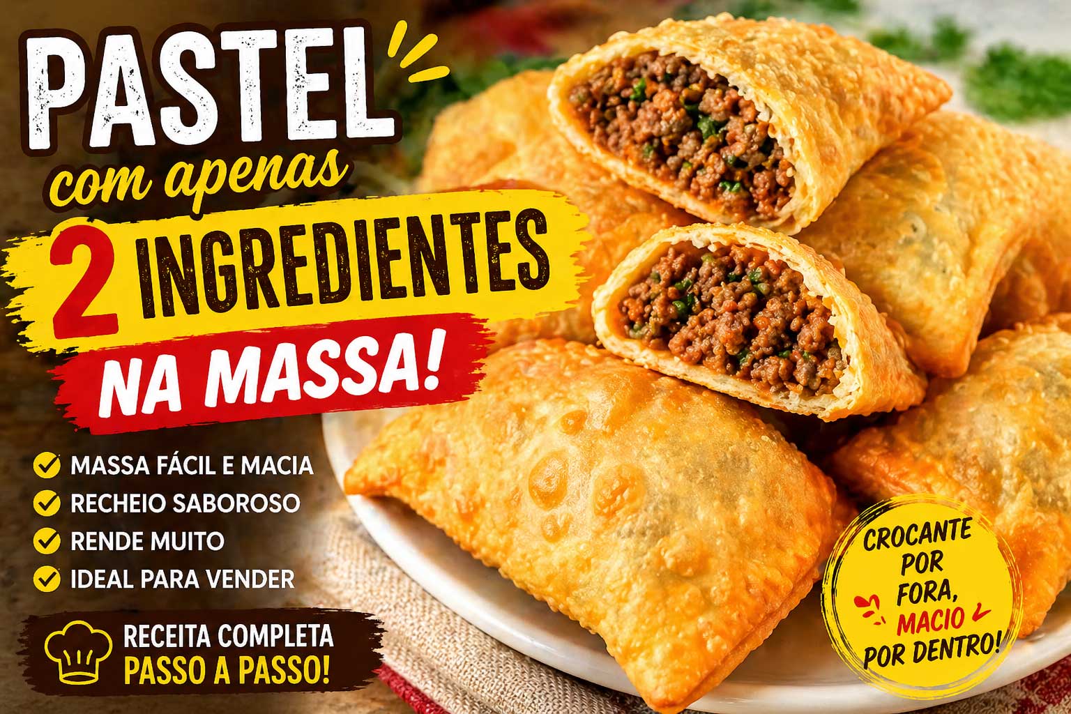 Pastel de Massa com Apenas 2 Ingredientes: Receita Fácil e Deliciosa