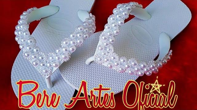 Faça um Lindo Chinelo de Pérolas – Simples e Muito fácil