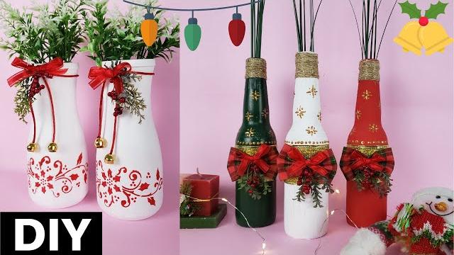 Como Fazer Decoração de Natal Reutilizando Garrafas de Cerveja e Potes