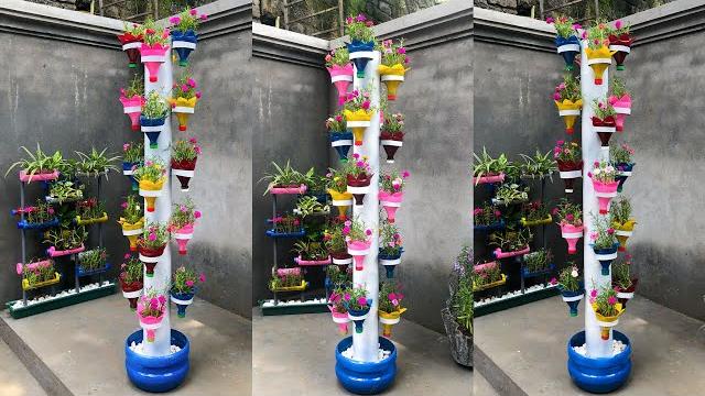 Linda Torre Para Flores Com Garrafas Recicladas