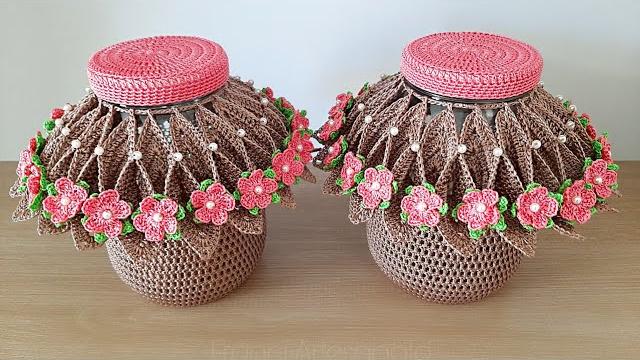 Capa Floral Para Pote De Vidro