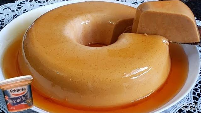 PUDIM DE DOCE DE LEITE SEM FORNO E SEM OVOS