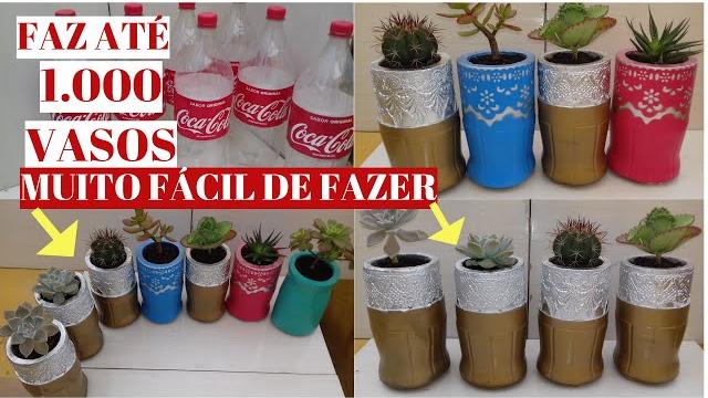 Vaso De Cimento Feito Com Garrafa Pet