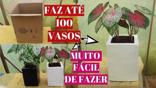 Vaso De Cimento Feito Com Caixa De Papelão