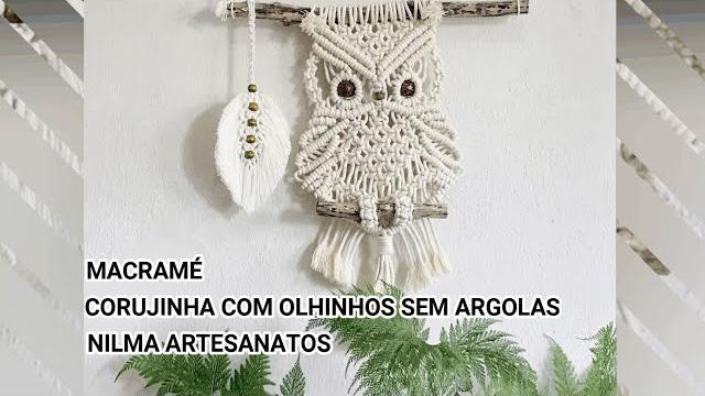 Macramé – Corujinha Com Olhinhos Sem Argolas