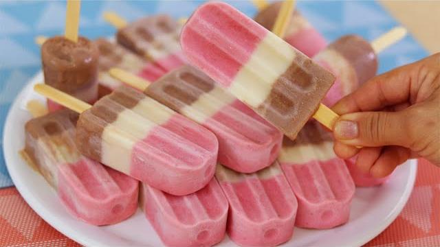 Maravilhoso Picolé Napolitano Caseiro – 3 Sabores Incríveis