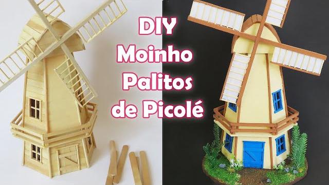 Fantástico Moinho de Vento Com Palitos de Picolé