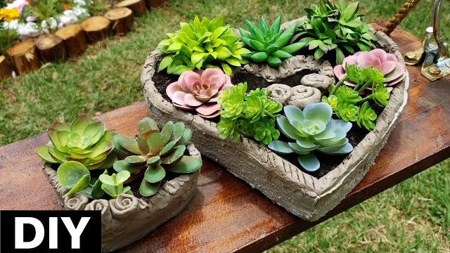 Lindos Vasos De Cimento No Formato de Coração