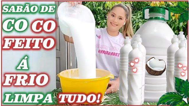 Sabão Liquido de Coco Feito a Frio – Para Roupas, Louças, Limpa Piso e Limpa Tudo