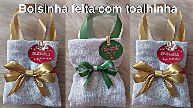 Lembrancinha com toalhinha e sabonete para o natal