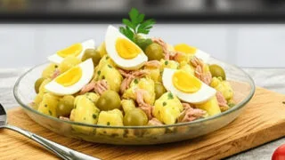 Salada de Atum com Batata, Ovos e Azeitonas: leve, completa e cheia de sabor