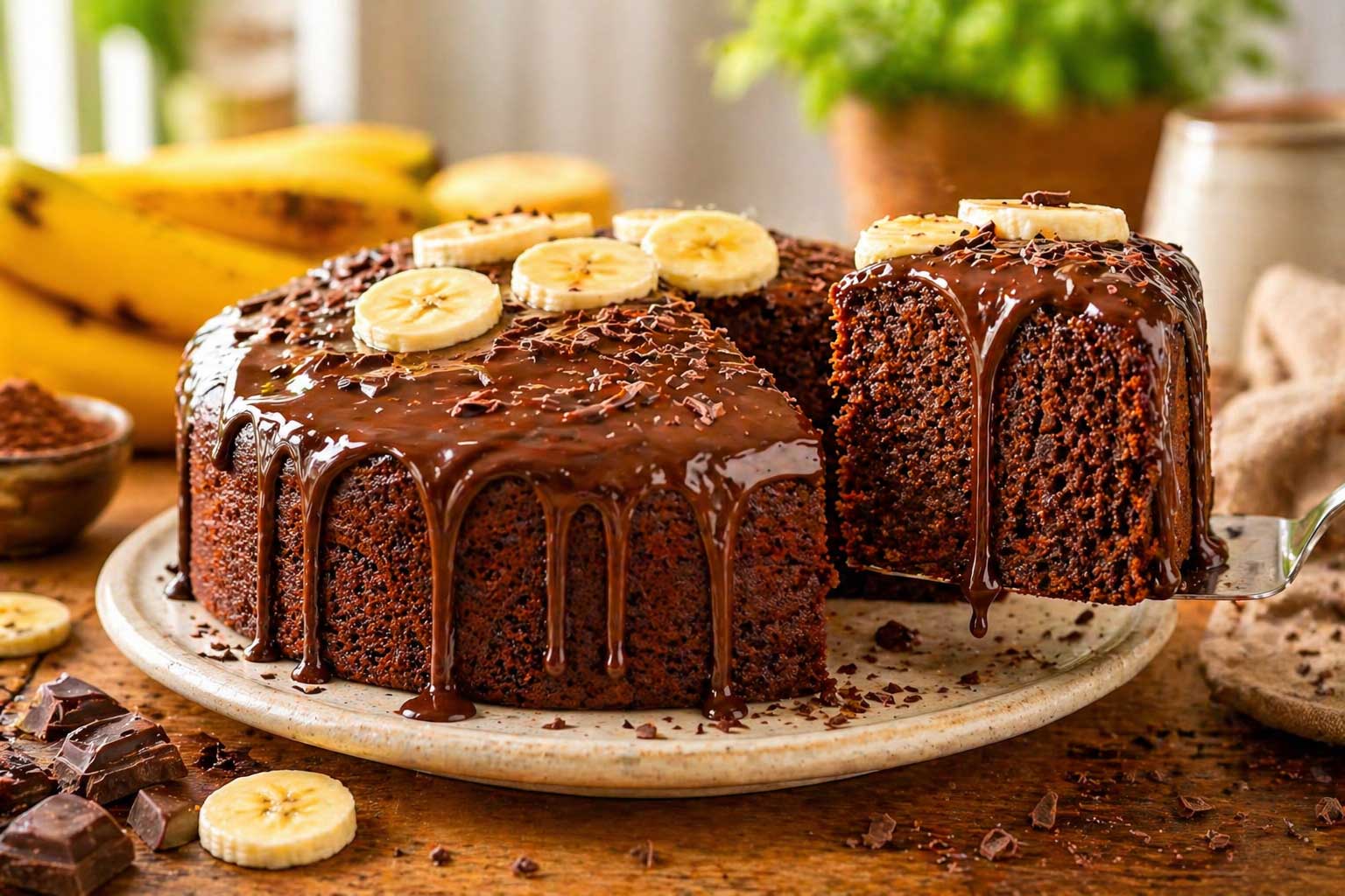 Bolo de Banana com Chocolate (Sem Açúcar)