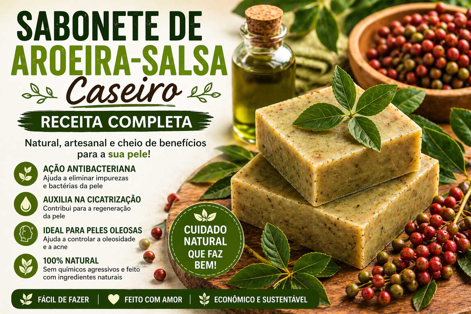 Sabonete de Aroeira-Salsa Caseiro: Receita Completa, Benefícios e Como Fazer Passo a Passo