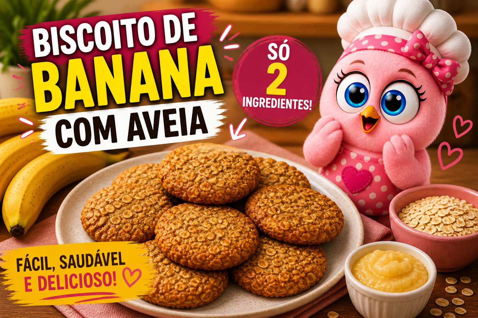 🍪 Biscoito de Banana com Aveia (2 Ingredientes) – Fácil, Saudável e Delicioso