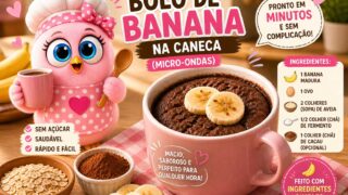 🍌☕ Bolo de Banana na Caneca (Micro-ondas) – Rápido, Fácil e Sem Açúcar