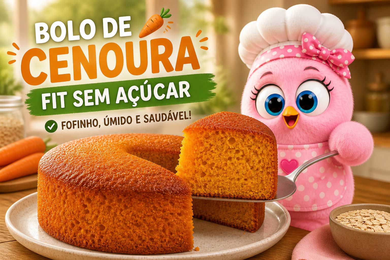 🥕 Bolo de Cenoura Fit (Sem Açúcar) – Fofinho e Fácil