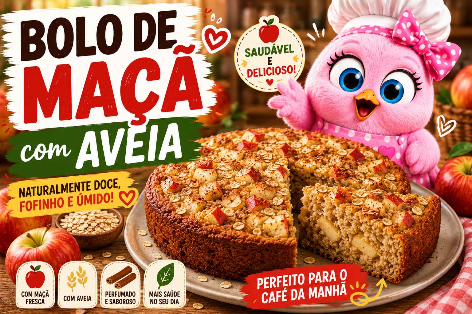 🍎 Bolo de Maçã com Aveia