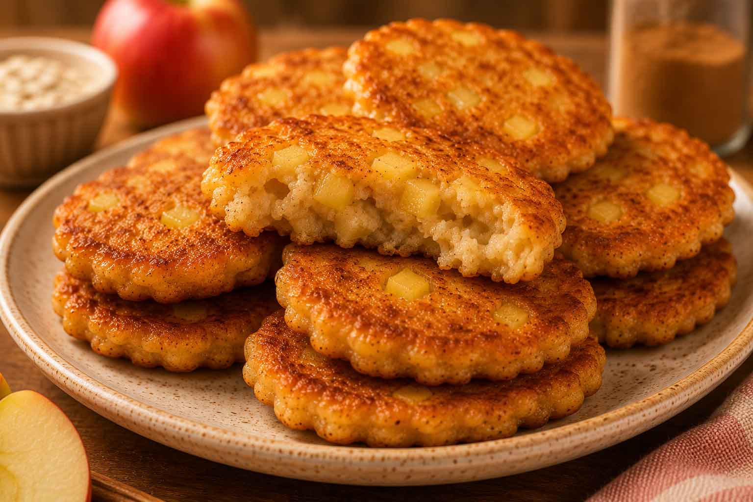 Bolinho de maçã dourado e crocante