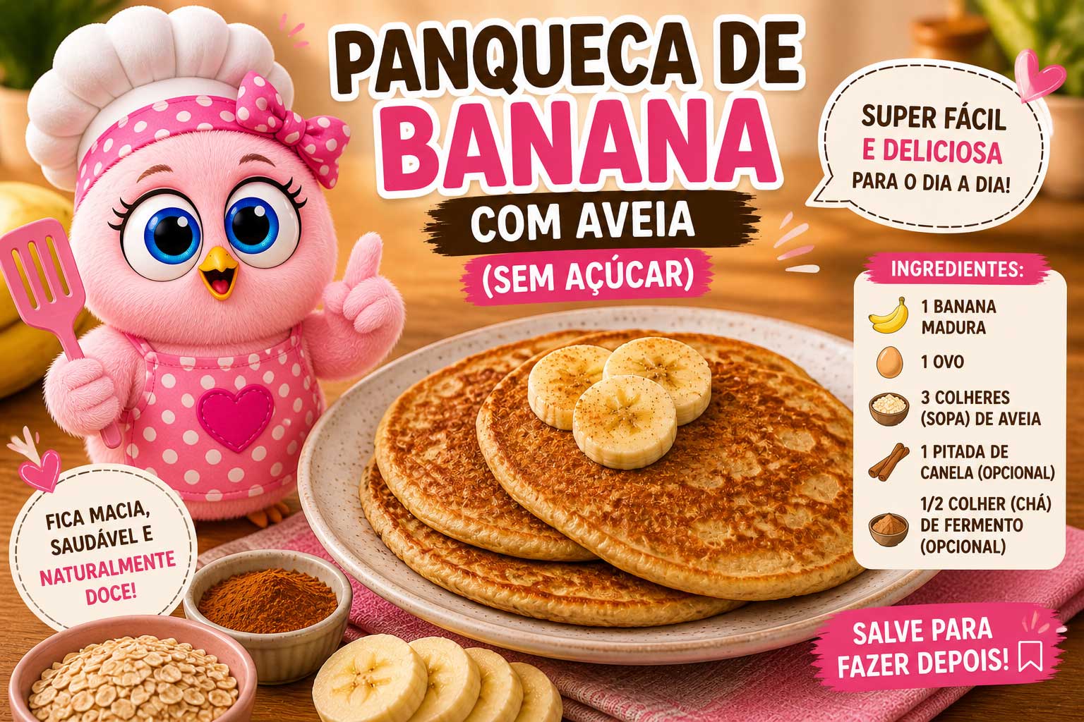 Panqueca de Banana com Aveia (Sem Açúcar) – Fácil, Saudável e Deliciosa