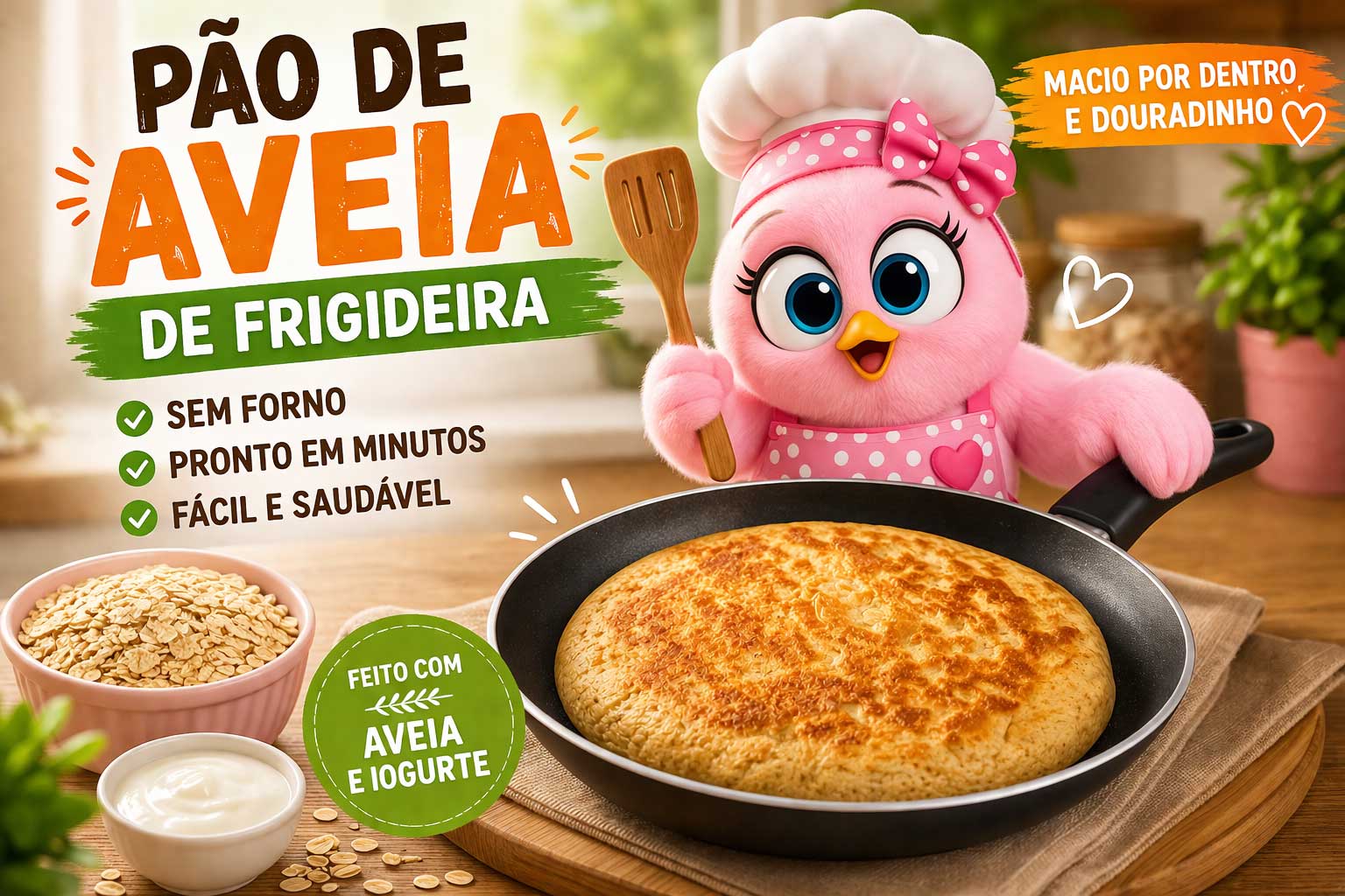 🥞 Pão de Aveia de Frigideira – Fácil, Rápido e Sem Forno
