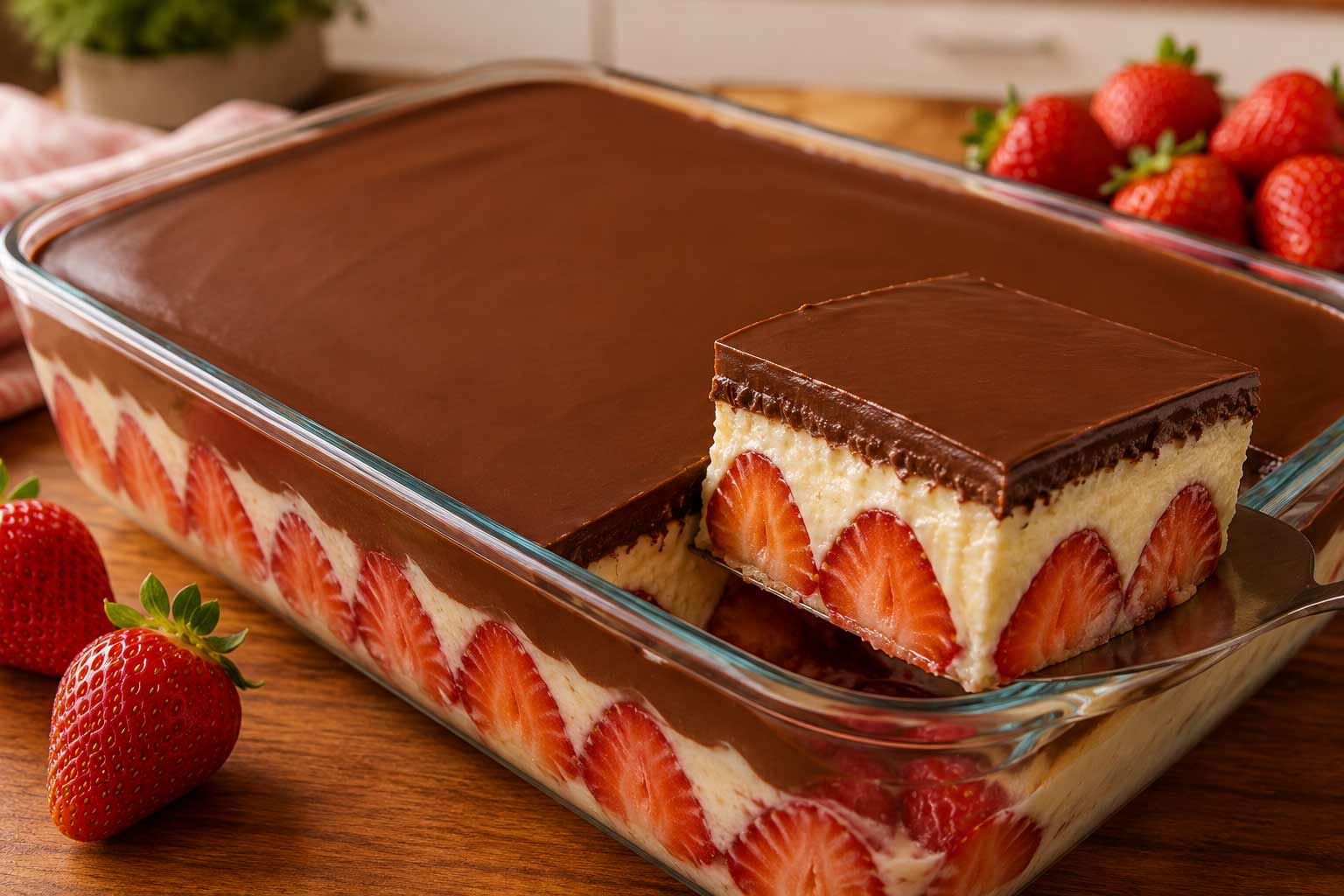 🍓 Morango do Amor na Travessa: Sobremesa Cremosa com Chocolate