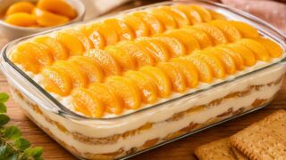 🍑 Pavê de Pêssego Cremoso e Fácil