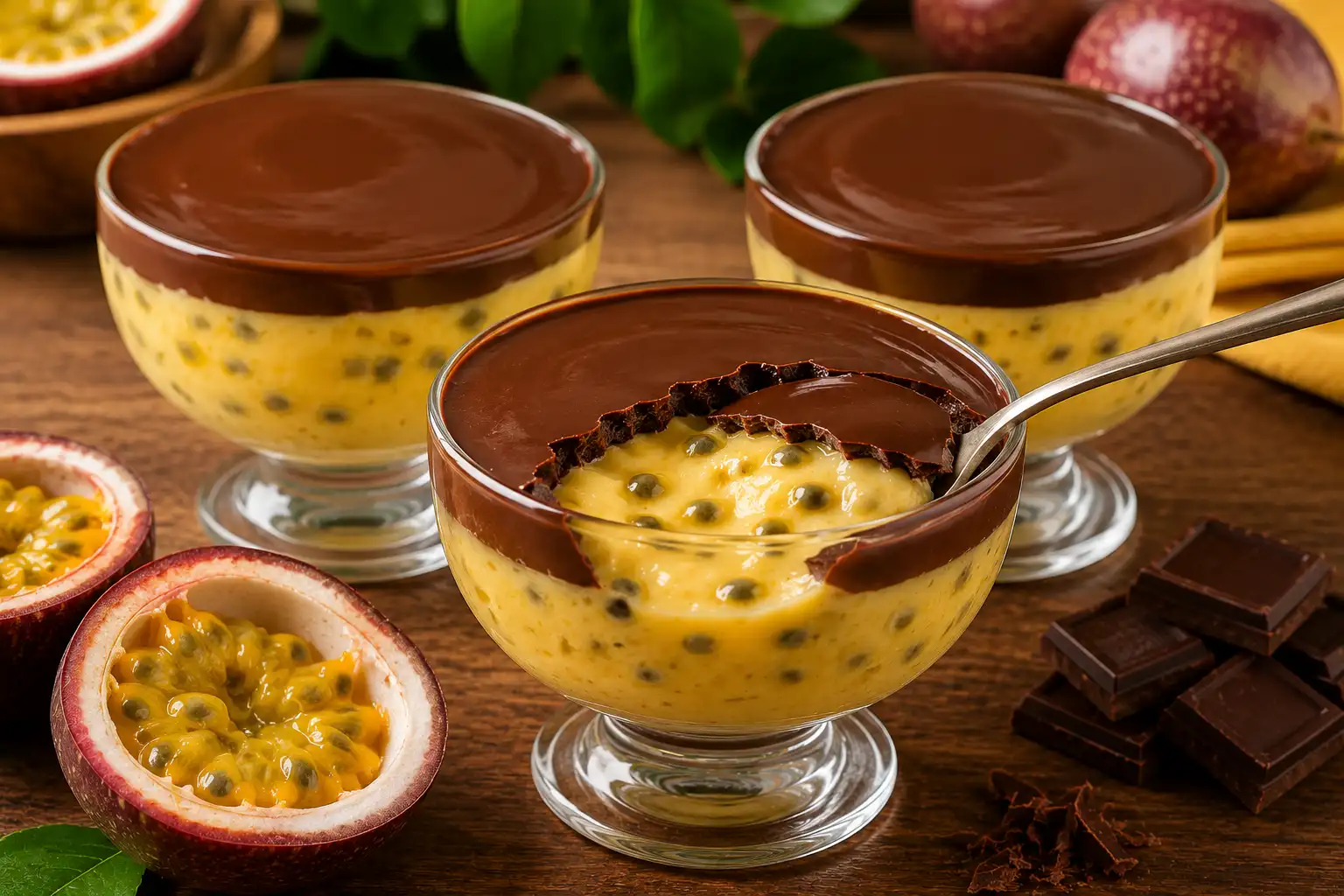 Bombom de Maracujá: Sobremesa Cremosa com Casquinha de Chocolate