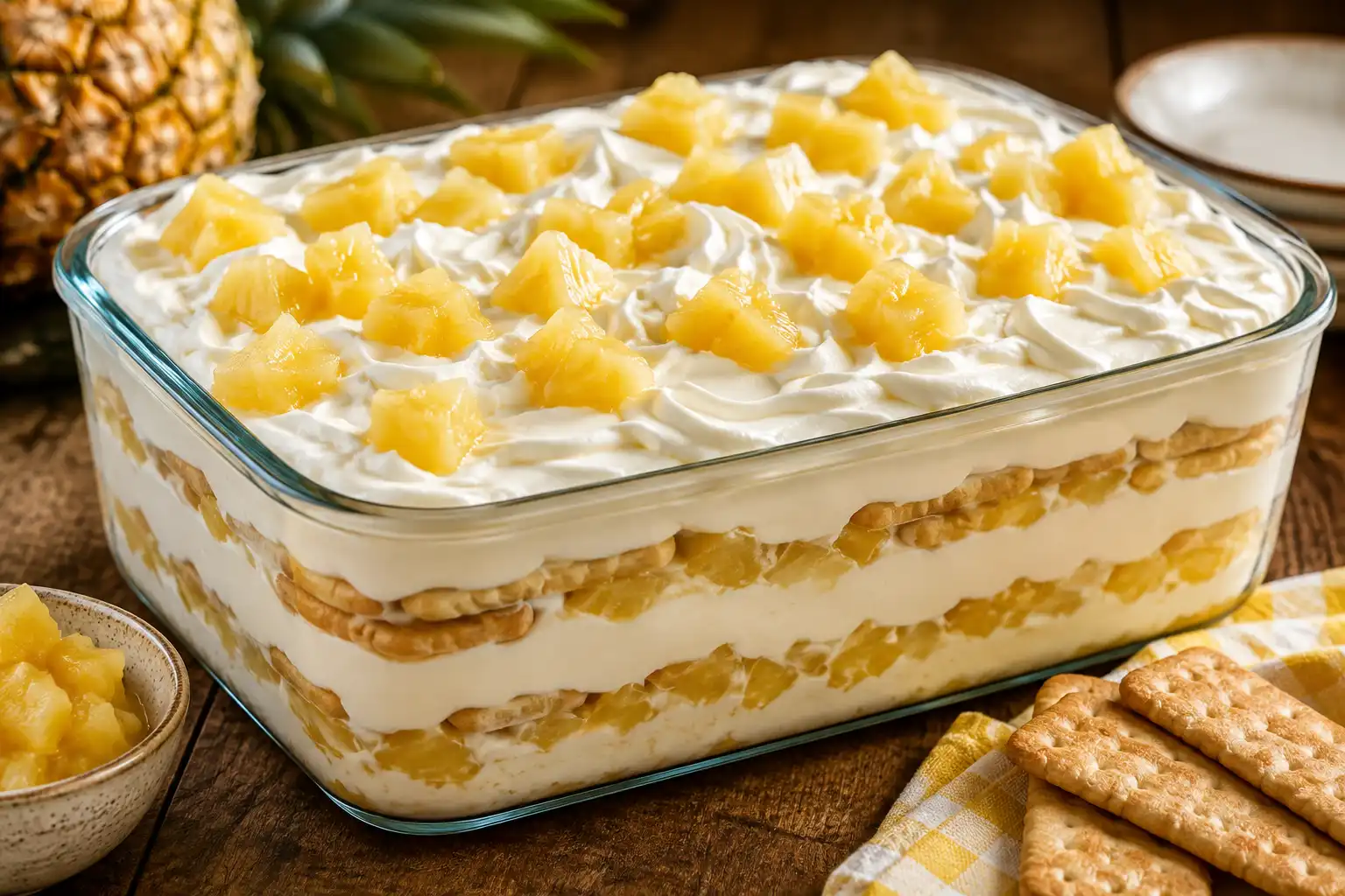 Pavê de Abacaxi Cremoso e Fácil